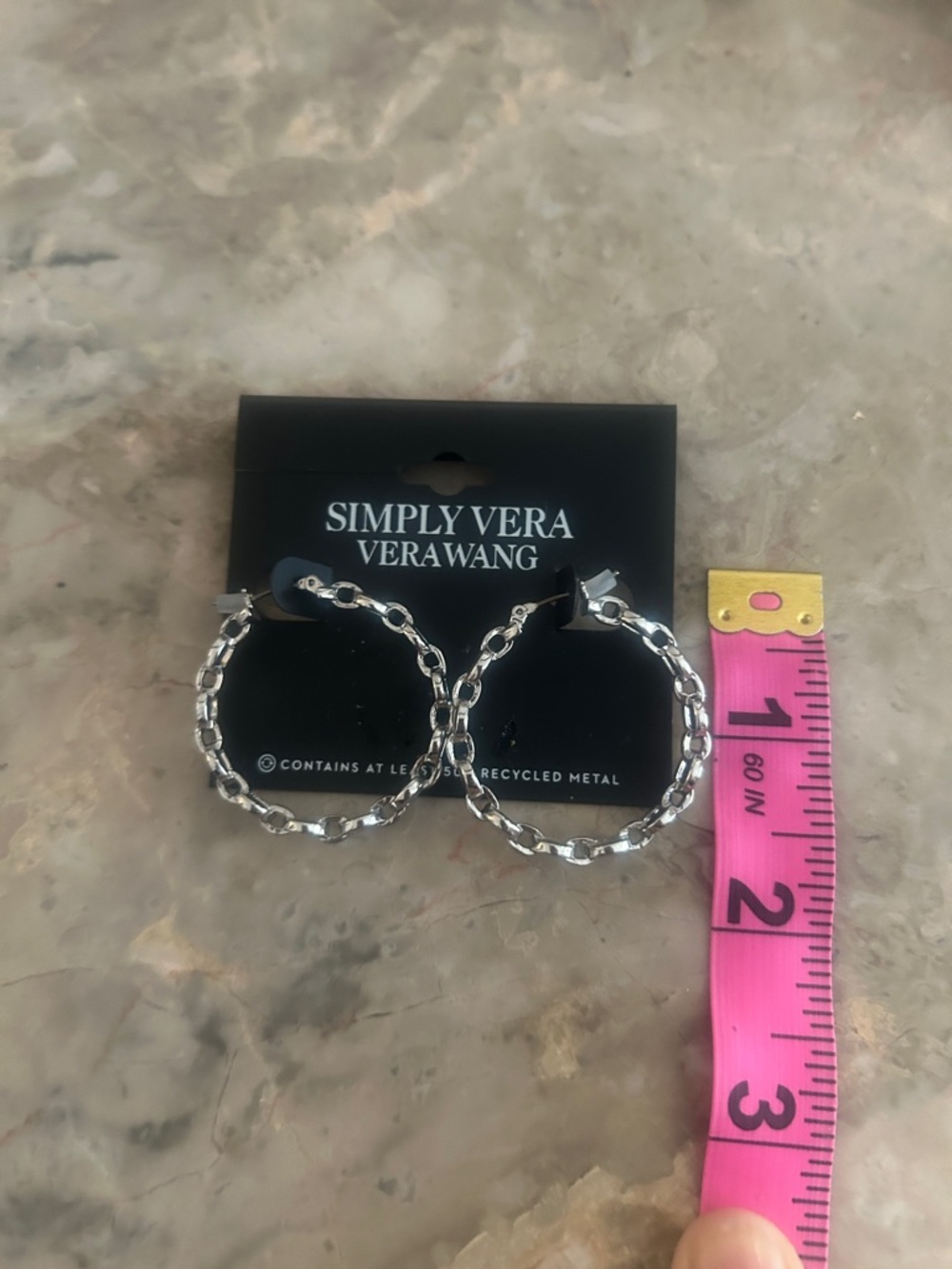 Simply Vera Vera Wang Polished Silver Chain-Link Hoop Earrings - Picture 6 of 7